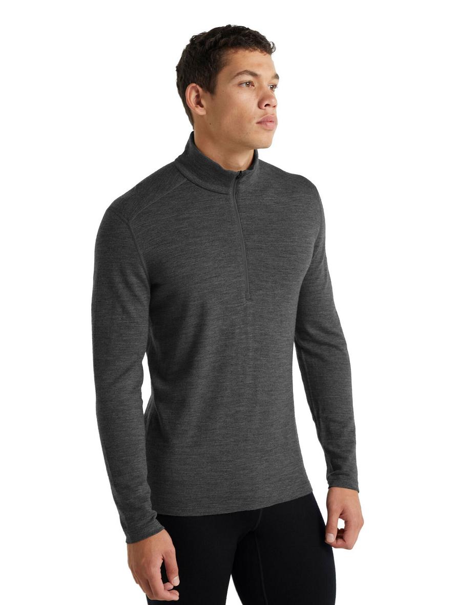 Gritstone Heather Men's Icebreaker Merino 260 Tech Long Sleeve Half Zip Thermal Top Base Layers | USA 1386ILHS